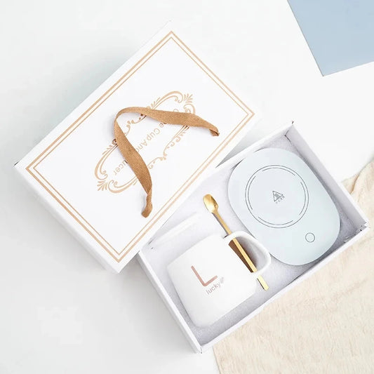 All-in-One Smart Heated Mug | Portable 35°C Warmth, Spoon & Gift Box Included | Ideal Winter Gift