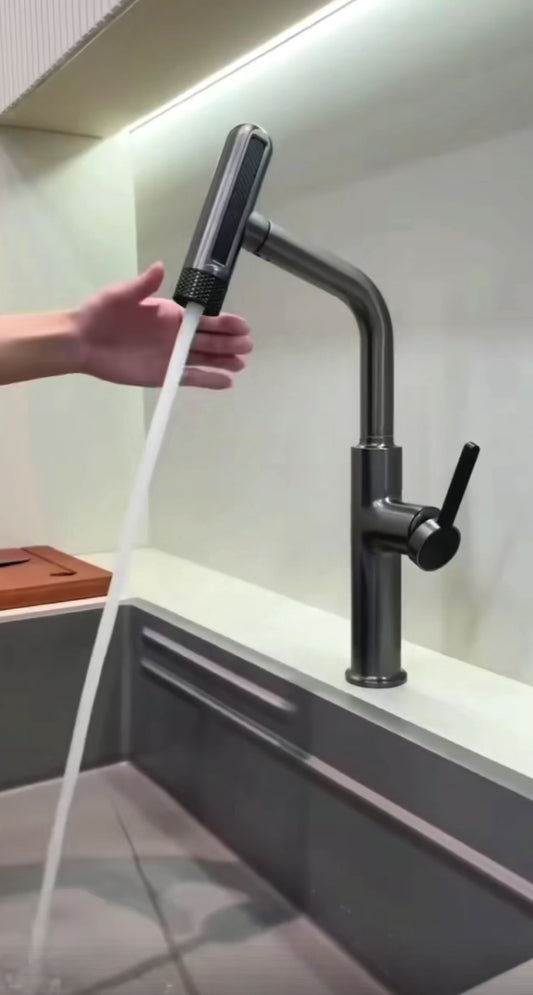 Modern 6-Mode Pull-Out Kitchen Faucet with Waterfall Spray